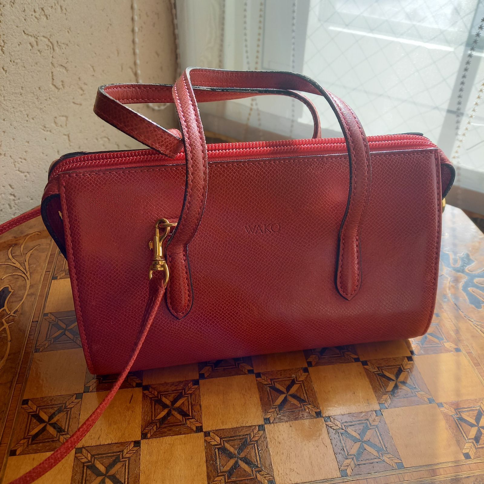 WAKO 和光　ワコウ　バッグ　ショルダーバッグ　ハンドバッグ　2way WAKO 和光 2WAY ハンドバッグ ショルダーバッグ レザー レッド - メルカリ