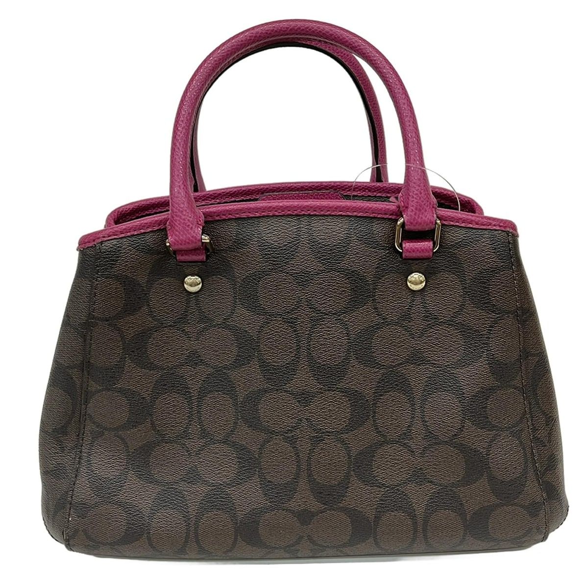 COACH(コーチ) ハンドバッグ シグネチャー柄 F34605 ダークブラウン×黒 COACH(コーチ) ハンドバッグ シグネチャー柄 F34605 ダークブラウン×黒
