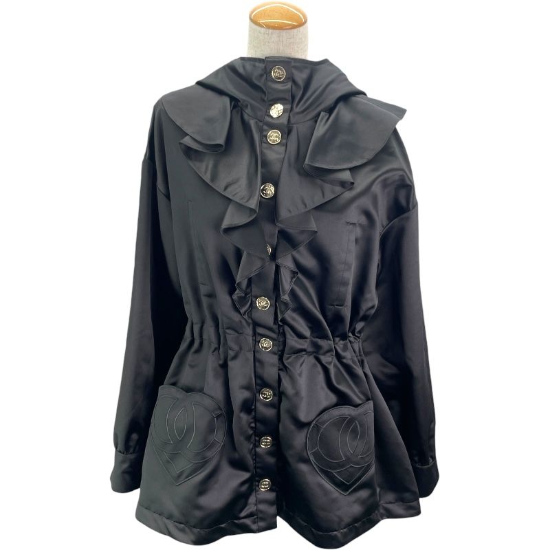 シャネル CHANEL シルクサテンフーデッドブルゾン P80435 ブラック