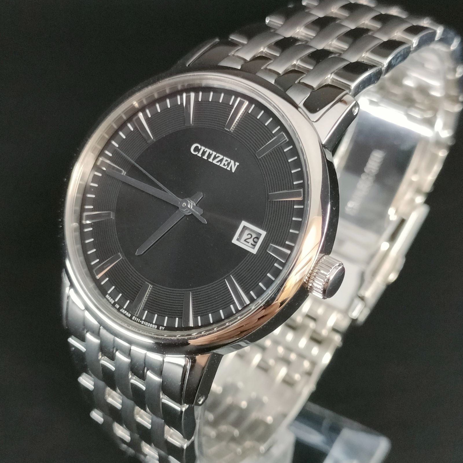 825-14 美品 CITIZEN シチズン ブラック シルバー ソーラー solar 充電 