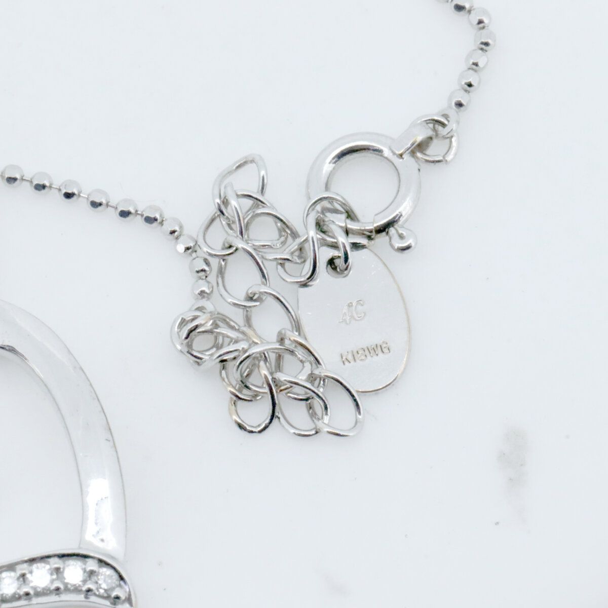 ヨンドシー ハートモチーフ ダイヤモンド ネックレス 4℃ K18WG(18金