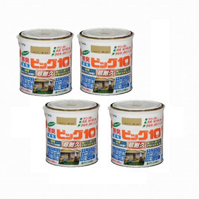 アサヒペン 水性ビッグ１０多用途 １．６Ｌ ２３８ハニーゴールド 4缶セット