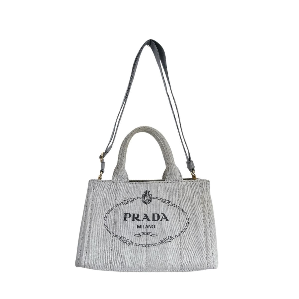 プラダ カナパ ショルダーバッグ カナパミニトート PRADA グレー 