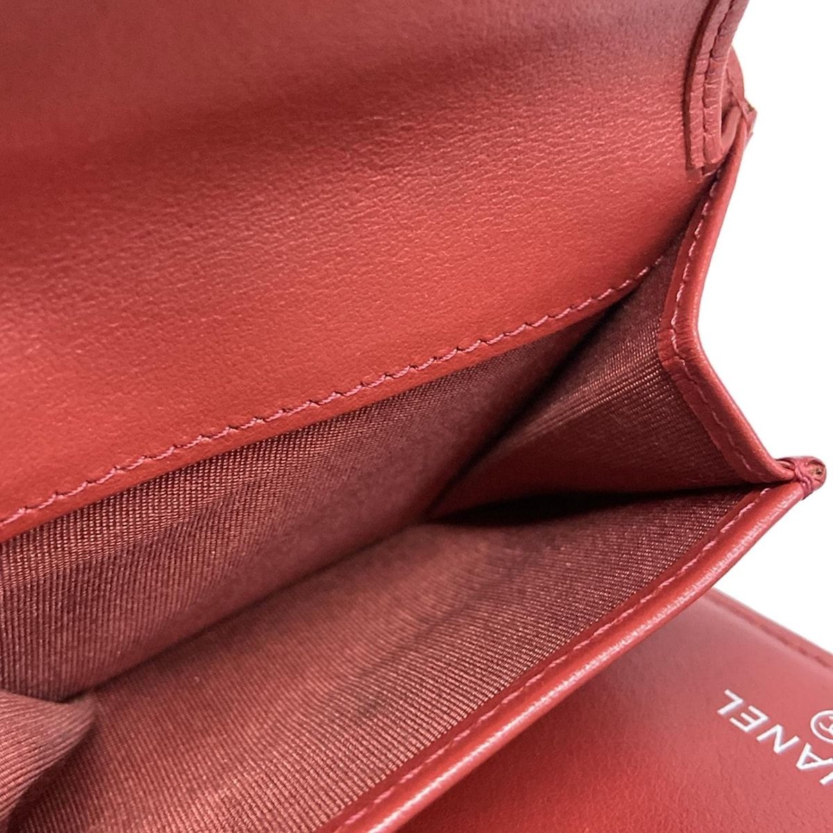 CHANEL(シャネル) 3つ折り財布美品 ボーイシャネル レッド シルバー