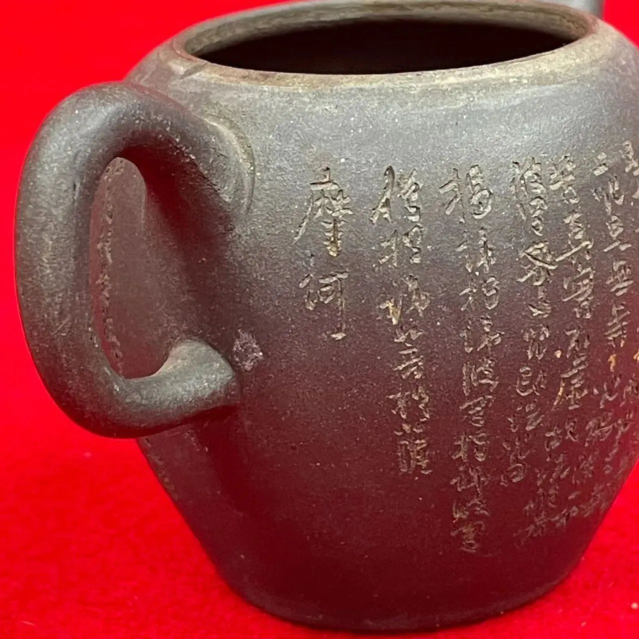 中国 宜興紫砂壺 黒泥 砲口 般若心経刻 煎茶道具 茶壺 急須 茶道具 唐