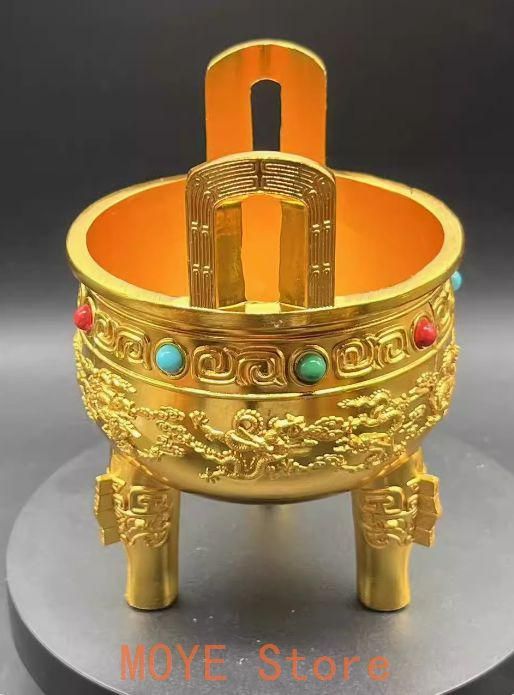 九龍宝石三足鼎 三足香炉 銅製 装飾品 工芸品 美術品 置物 - メルカリ