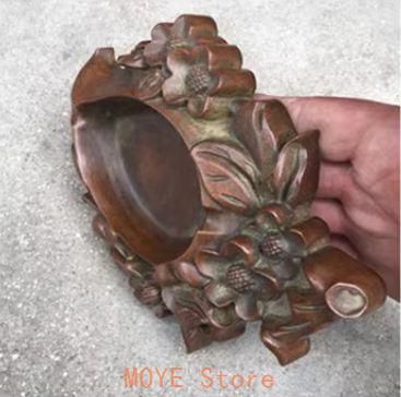 銅器 重工 彫刻 寿桃硯 筆洗 灰皿 文房置物・案頭 工芸品 美術品