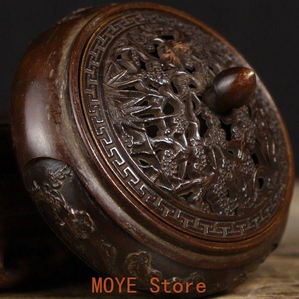 銅器 彫花平底薫炉 香薫炉 沈香檀香炉 工芸品 美術品 置物 お買い得品