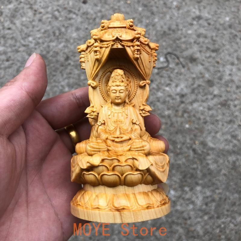 仏教美術 崖柏木彫西方三聖仏像 工芸品 美術品 置物 - メルカリ