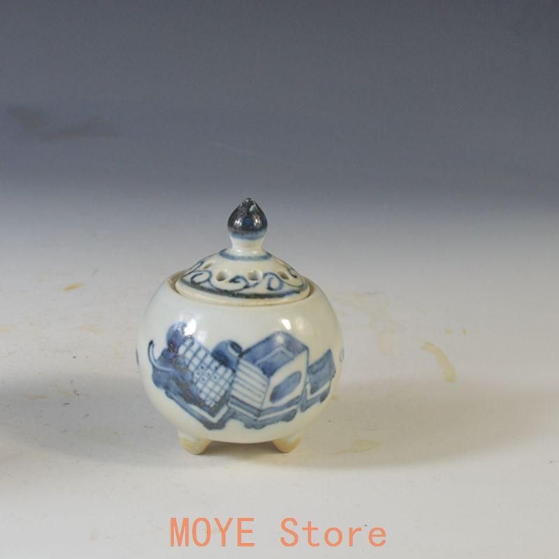 手画 青花博古紋 香炉 茶道具 香道具 置物 - メルカリ