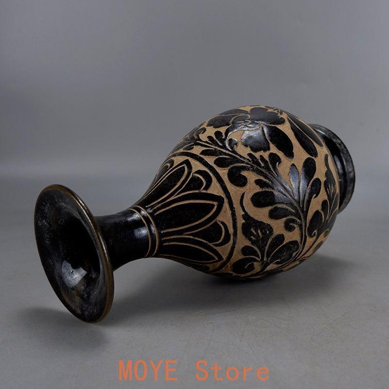 宋代磁州窯黒釉手制花玉壺春瓶 景徳鎮 陶磁器 装飾品 現代工芸品美術品 置物 宋代磁州窯黒釉手制花玉壺春瓶 景徳鎮 陶磁器 装飾品 現代工芸品美術品