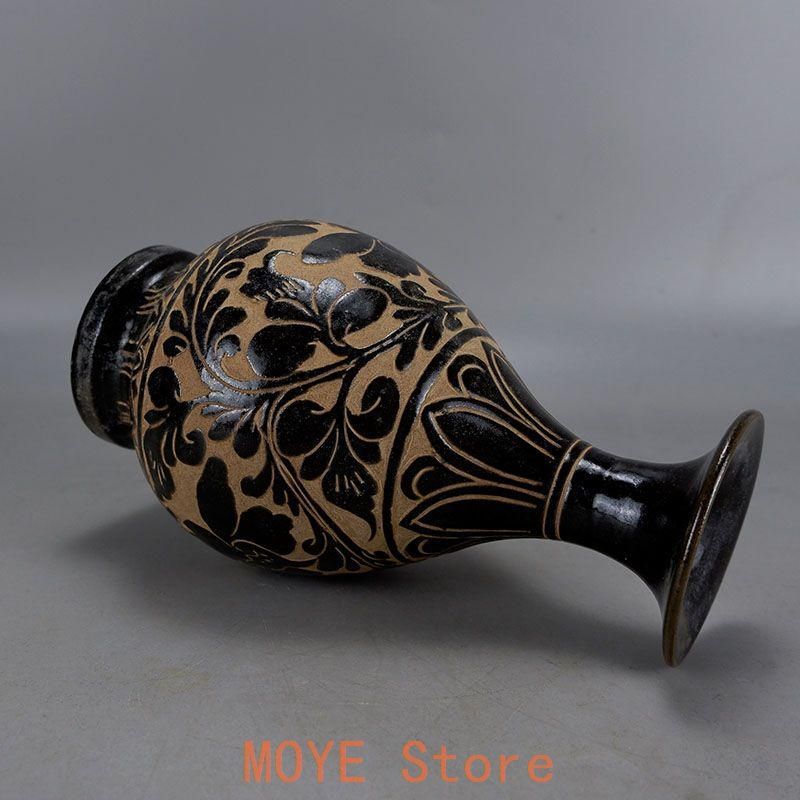 宋代磁州窯黒釉手制花玉壺春瓶 景徳鎮 陶磁器 装飾品 現代工芸品美術品