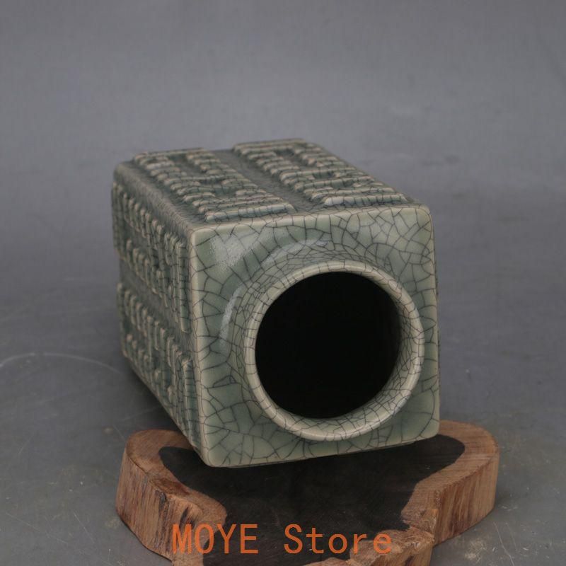 宋汝窯清涼寺青釉八卦紋支釘琮式瓶 景徳鎮 陶磁器 装飾品 現代工芸品