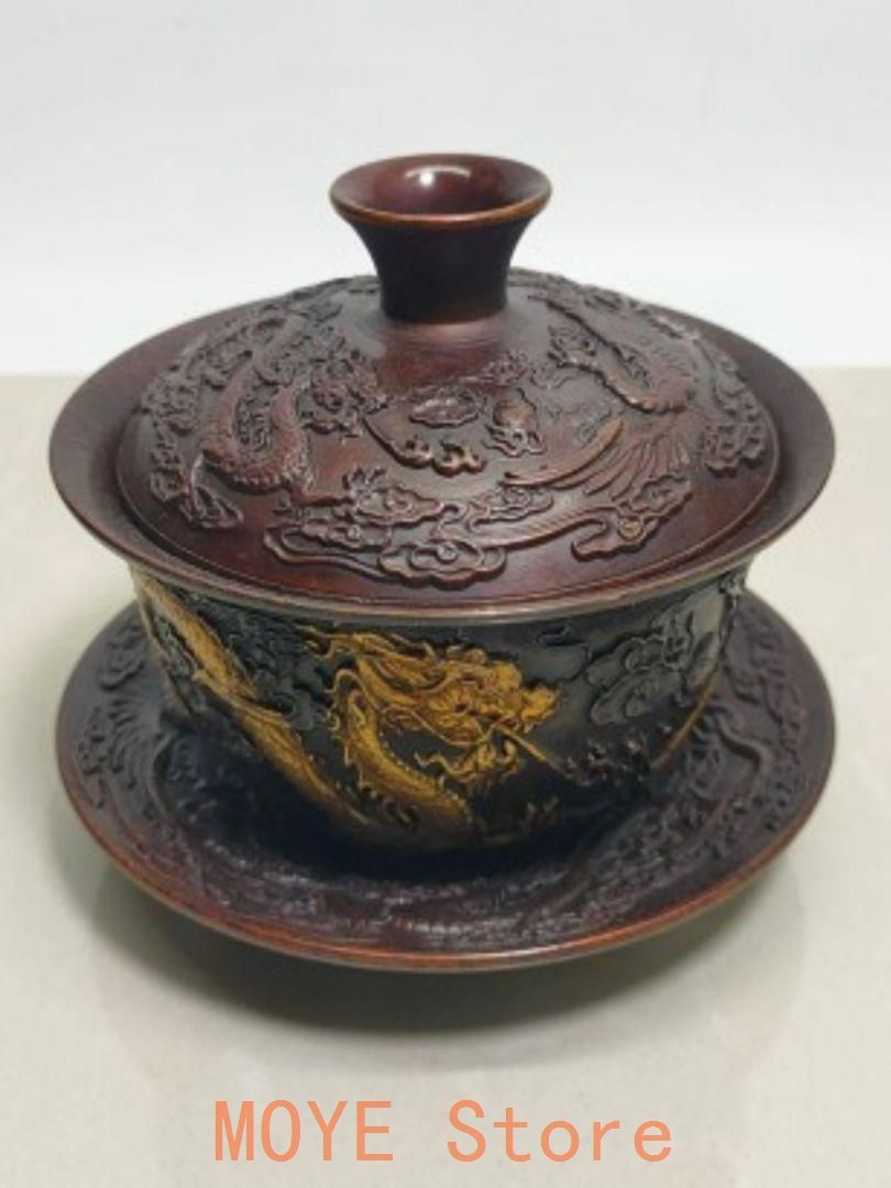 銅器 中国茶器 龍鳳呈祥銅鎏金三才蓋碗 茶碗 カップ 工芸品 置物 銅器 中国茶器 龍鳳呈祥銅?金三才蓋碗 茶碗 カップ 工芸品 置物 - メルカリ