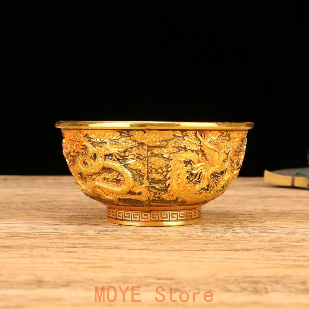 銅器 銅碗 龍鳳碗 リビング 玄関 書架 装飾品 工芸品 置物 - メルカリ