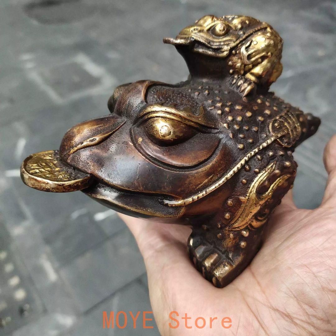 銅制 母子金蟾 家庭 事務室 机 自動車 開運風水 招財 置物 工芸品 装飾