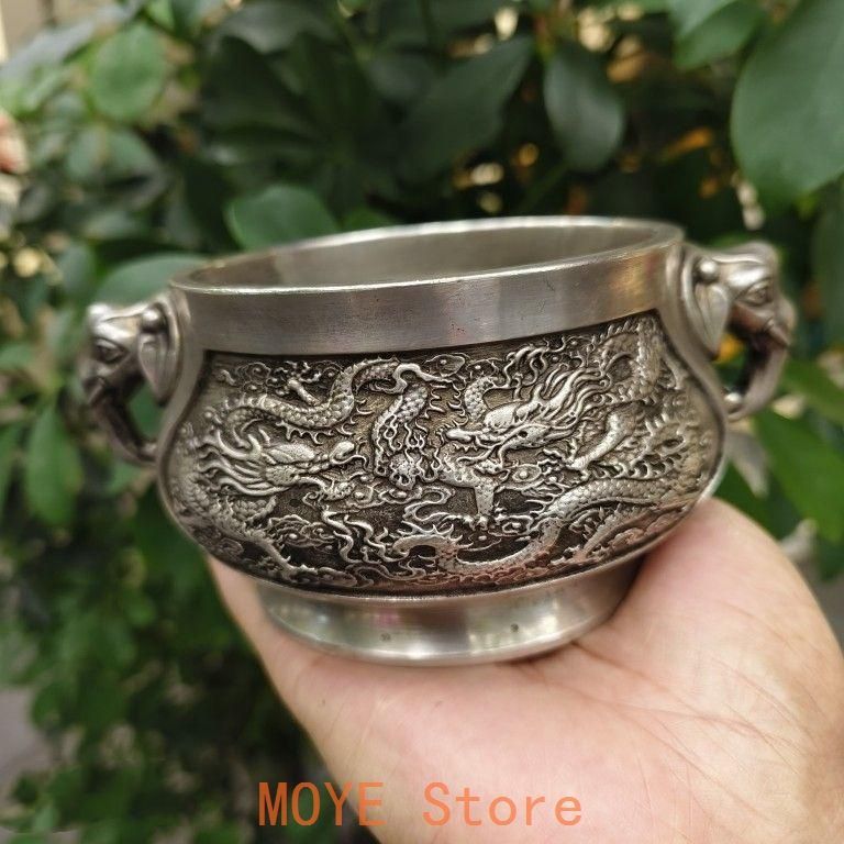 大象耳双龍戯珠香炉 茶道香炉 工芸品 美術品 置物 【公式通販】