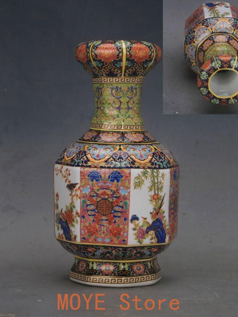 花鳥八方瓶は清雍正琺瑯彩窓窓瓶 景徳鎮 陶磁器 装飾品 現代工芸品