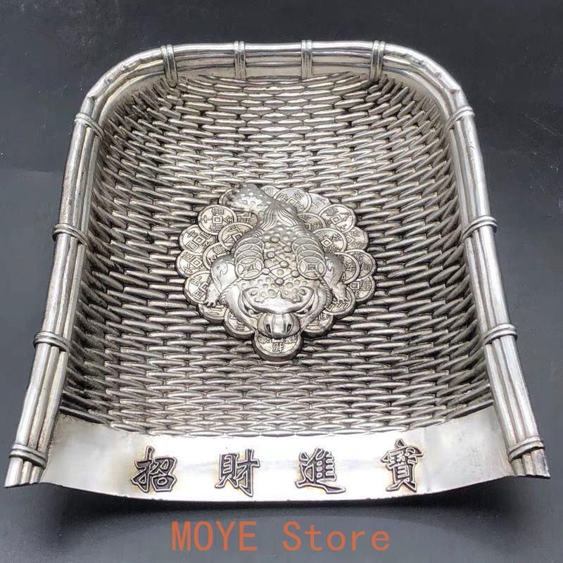 銅 細工 招財進宝金蟾簸箕 鎮宅辟邪 開運風水 装飾品工芸品 置物