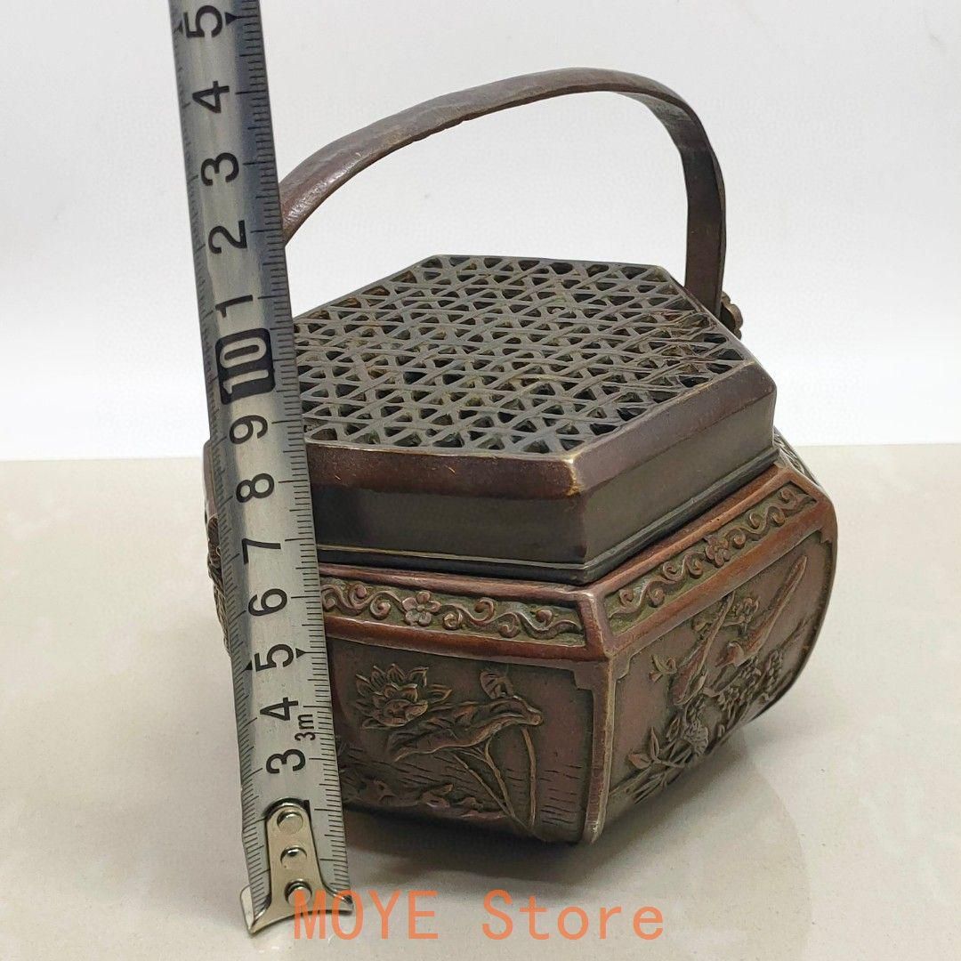 銅製 提梁暖手炉 喜上枝頭手提げ暖手炉 香炉 香道具 装飾品 工芸品 置物 銅製 提梁暖手炉 喜上枝頭手提げ暖手炉 香炉 香道具 装飾品 工芸