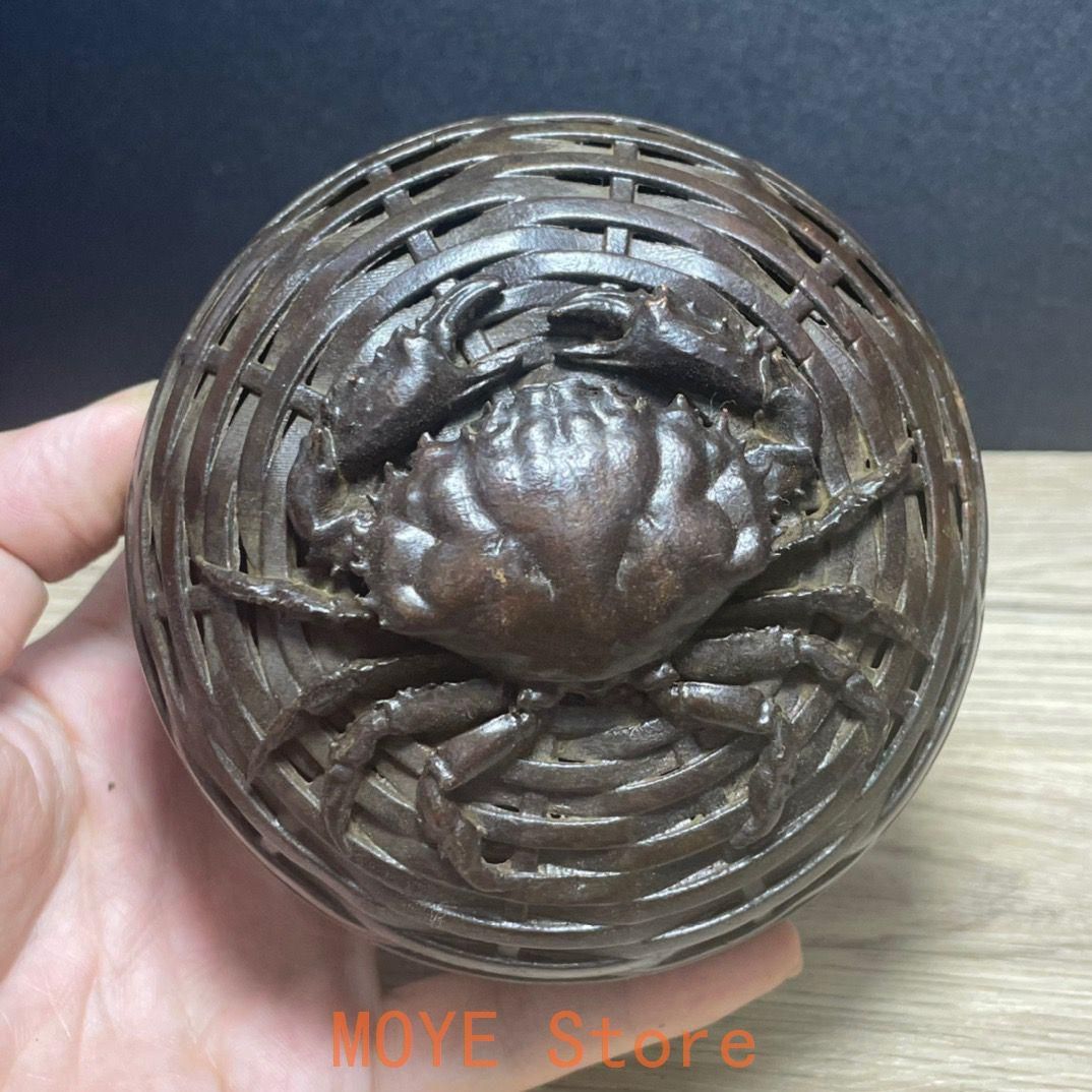 蟹　銅製　金運アップ　茶道具　香道具　金属工芸品　古美術品 銅 細工 八方香炉 カニ香炉 茶寵 香道具 香挿 銅製品 置物 - メルカリ