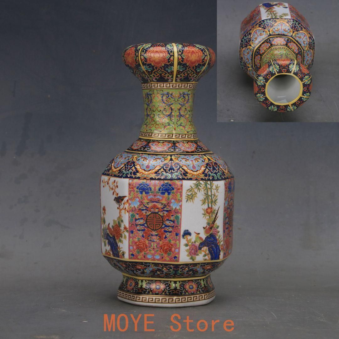 花鳥八方瓶は清雍正琺瑯彩窓窓瓶 景徳鎮 陶磁器 装飾品 現代工芸品