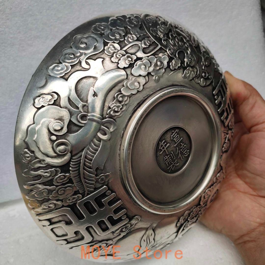 銅 細工 浮彫り祥雲瑞獣麒麟 銅皿銅盤 工芸品 美術品 置物 - メルカリ