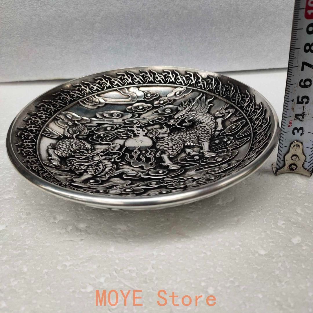 銅 細工 浮彫り祥雲瑞獣麒麟 銅皿銅盤 工芸品 美術品 置物 - メルカリ