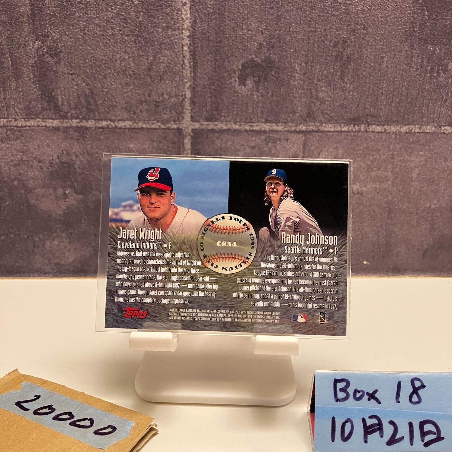 1998 Topps Stadium Club Jaret Wright Randy Johnson 直筆サイン