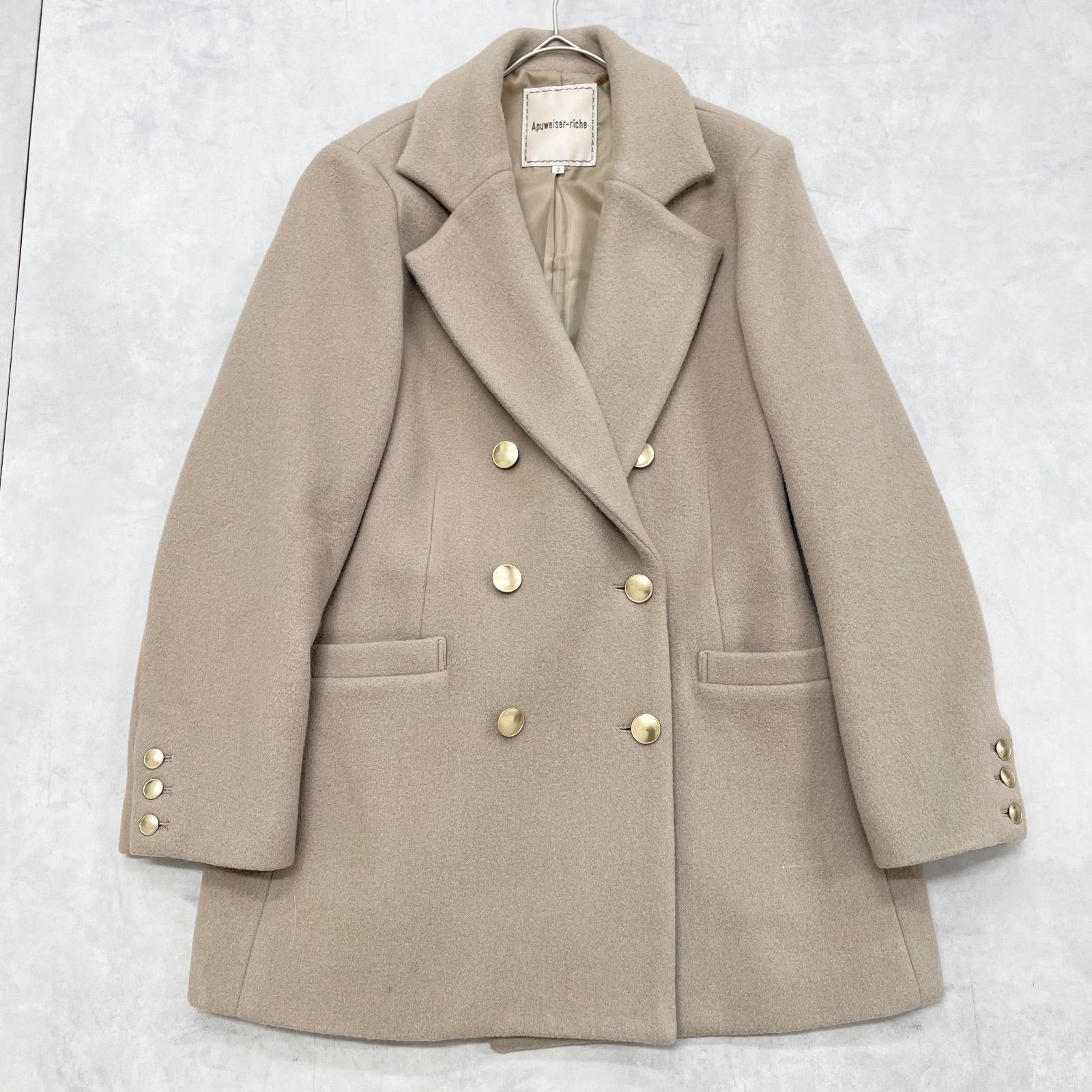 アプワイザー・リッシェ ダブル釦テーラージャケット　ベージュ　2 Aqueweiser-riche アプワイザーリッシェ ダブルテーラージャケット