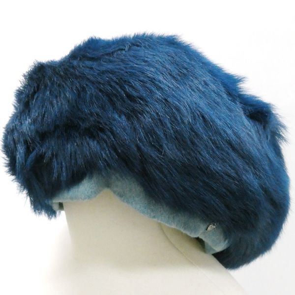 HELEN KAMINSKI ベレー帽 LEXY ファー 羊革 ムートン 青 ブルー 美品