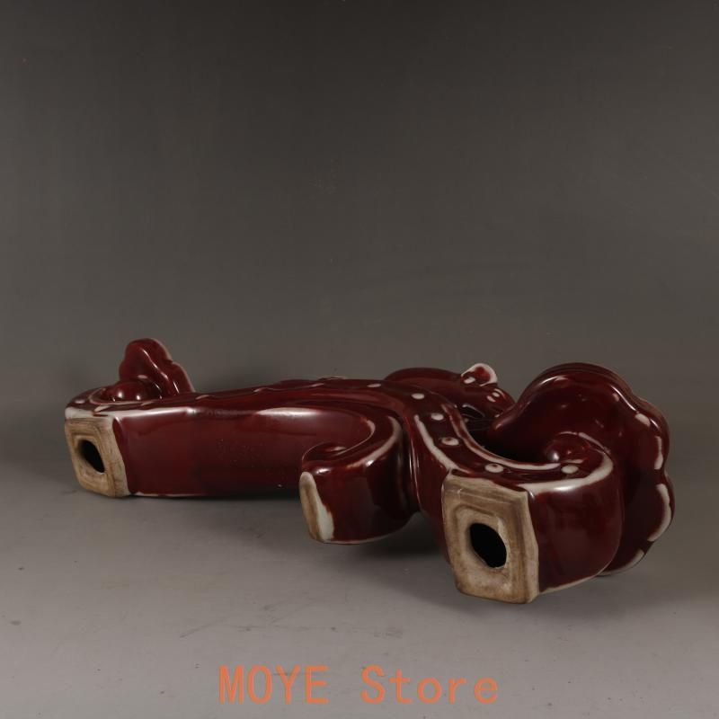 磁器海棠紅釉吉祥如意 置物 鎮宅辟邪 開運風水 招財装飾品 工芸品 美術