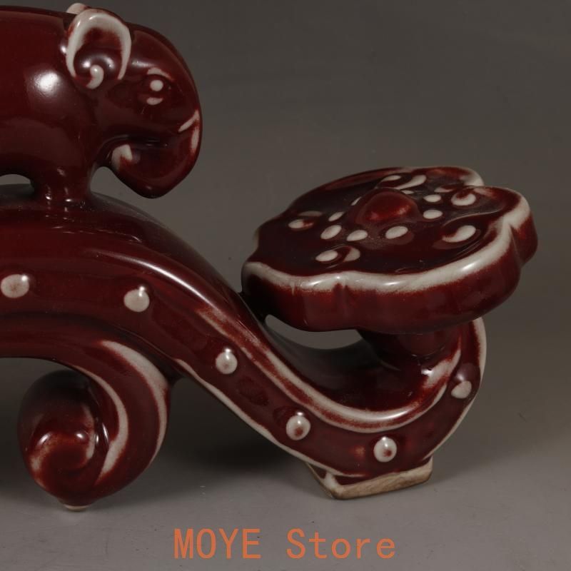 磁器海棠紅釉吉祥如意 置物 鎮宅辟邪 開運風水 招財装飾品 工芸品 美術