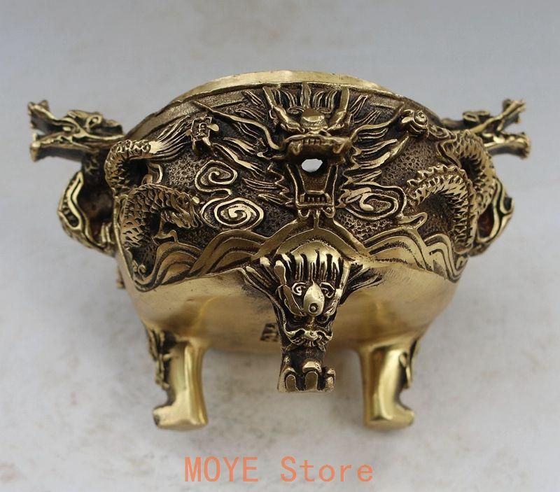 銅細工 龍鳳薫香炉 盤香薫炉 香道具 装飾品 工芸品 美術品 置物 【公式 