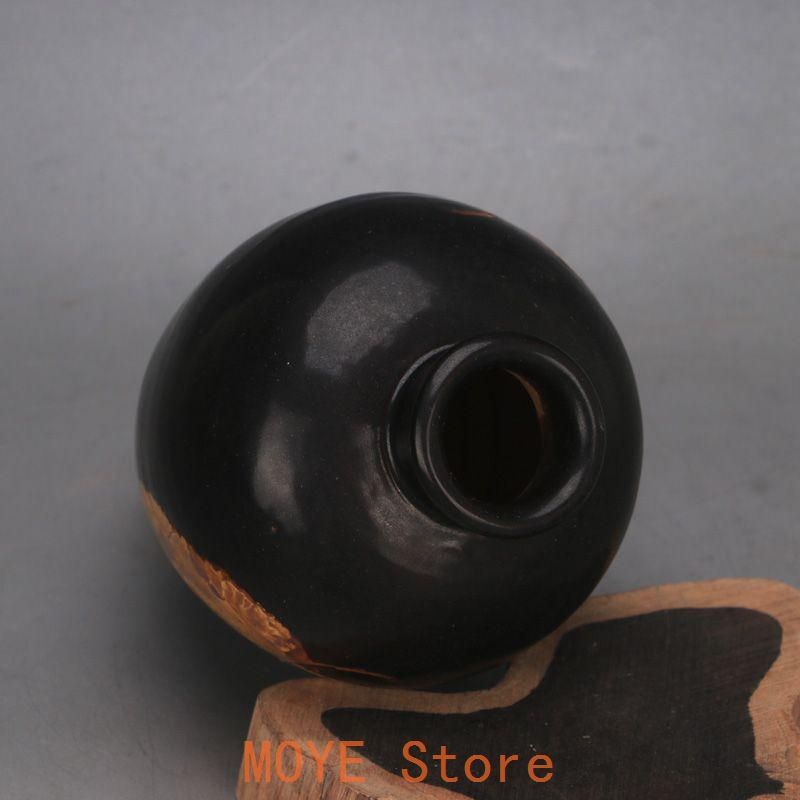 吉州窯色絵梅瓶 陶磁器 現代工芸品 美術品 装飾品 置物 宋吉州窯黒釉葉子紋梅瓶 景徳鎮 陶磁器 装飾品 現代工芸品 美術品 置物