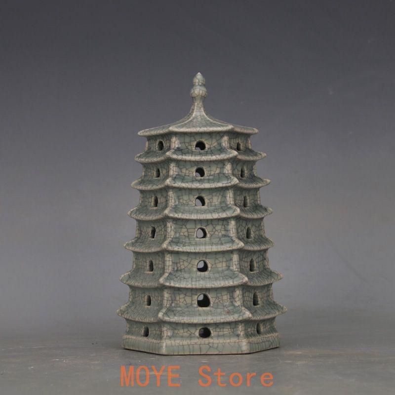 汝窯青釉開片清涼寺宝塔 置物 陶磁器 装飾品 工芸品 美術品 置物 汝窯青釉開片清涼寺宝塔 置物 陶磁器 装飾品 工芸品 美術品 置物