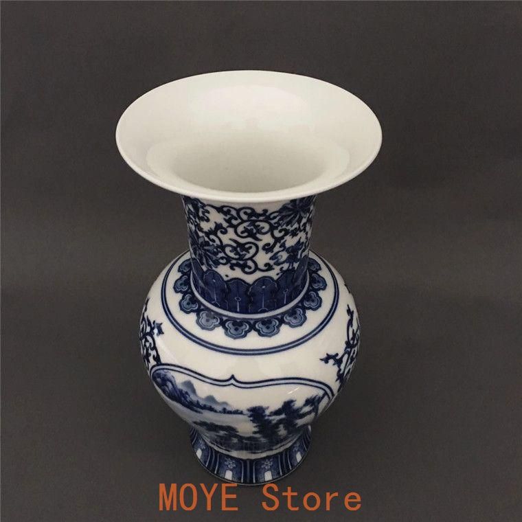 清三代鯖山水図花觚 景徳鎮 陶磁器 書斎の 装飾品 工芸品 美術品 置物 清三代鯖山水図花觚 景徳鎮 陶磁器 書斎の 装飾品 工芸品 美術品 置物