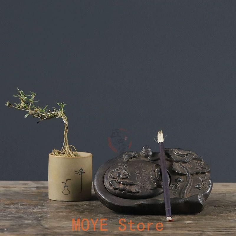 鉄器 蓮池月色硯台 蓮葉蛙筆洗 書道具 文房四宝 装飾品 工芸品 置物 鉄器 蓮池月色硯台 蓮葉蛙筆洗 書道具 文房四宝 装飾品 工芸品 置物