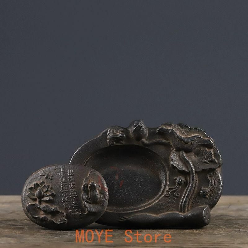 鉄器 蓮池月色硯台 蓮葉蛙筆洗 書道具 文房四宝 装飾品 工芸品 置物 鉄器 蓮池月色硯台 蓮葉蛙筆洗 書道具 文房四宝 装飾品 工芸品 置物