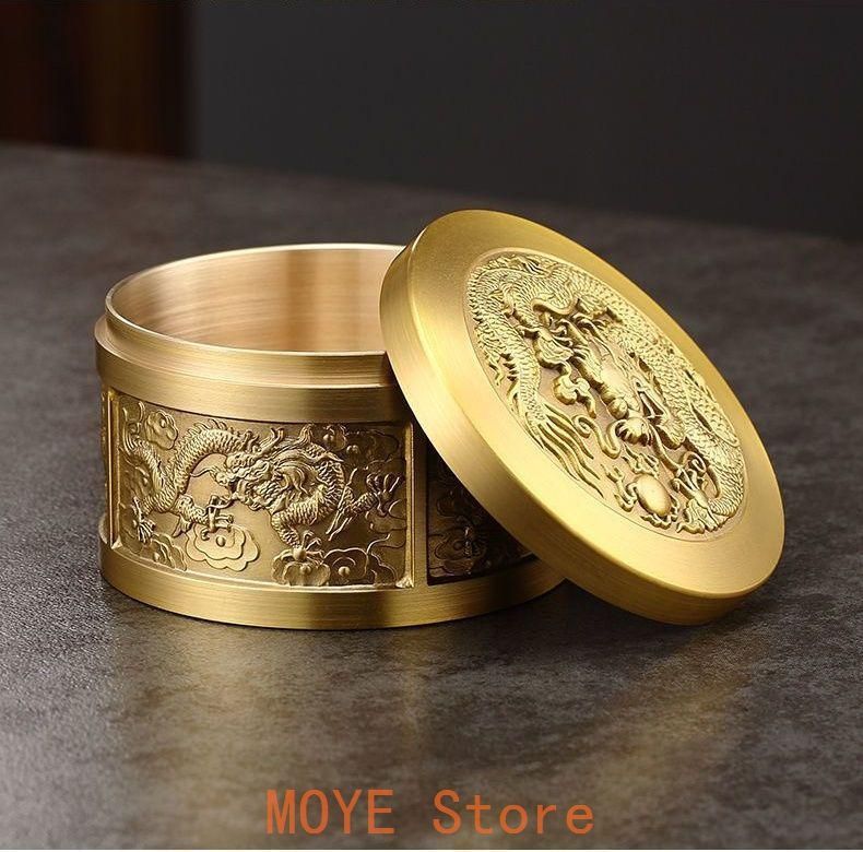 銅 細工 レリーフ竜紋茶壺 茶道具 香道具 工芸品 置物 - メルカリ