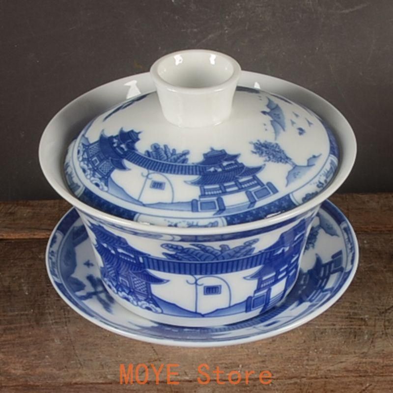 中国茶器 梧桐山水三才蓋碗 茶杯 煎茶道具 工芸品 置物 未使品 - メルカリ