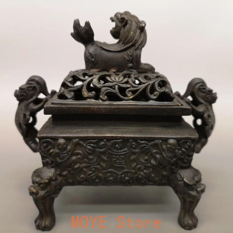 三本足の獅子香炉 銅器 文房具 茶道具 重厚 極細工 工芸品 美術品 置物 仏事 銅 細工 獅子香炉 厚重 香道具 仏具 工芸品 美術品 置物 - メルカリ