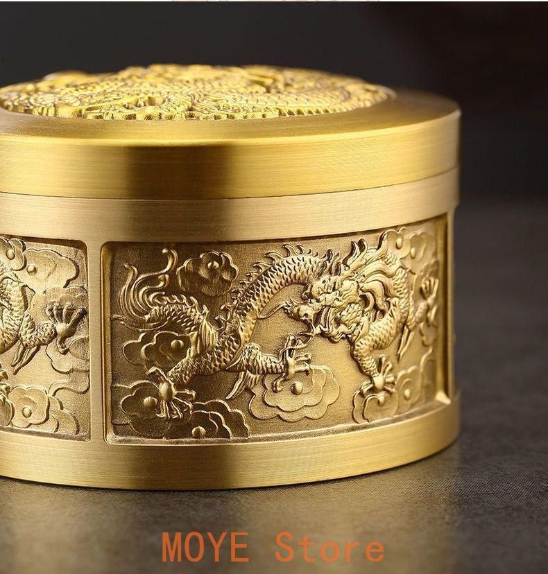 銅 細工 レリーフ竜紋茶壺 茶道具 香道具 工芸品 置物 - メルカリ