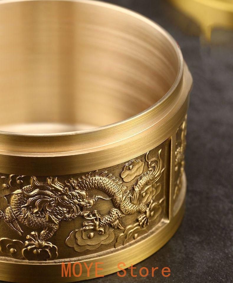 銅 細工 レリーフ竜紋茶壺 茶道具 香道具 工芸品 置物 - メルカリ