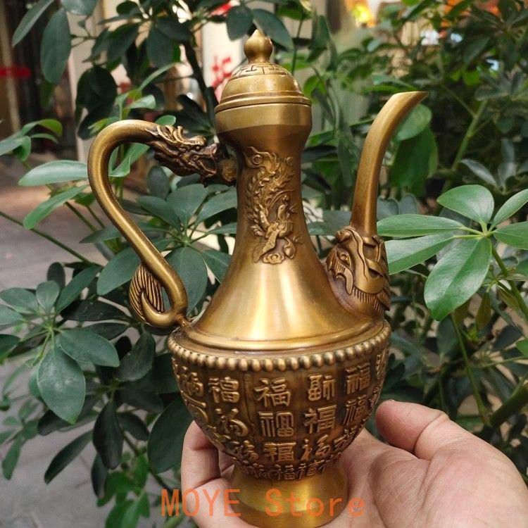 銅 細工 茶道具  浮彫り  福禄茶壺  提梁銅壺 水徳利 工芸品 美術品 置物 銅 細工 茶道具 浮彫り 福禄茶壺 提梁銅壺 水徳利 工芸品 美術