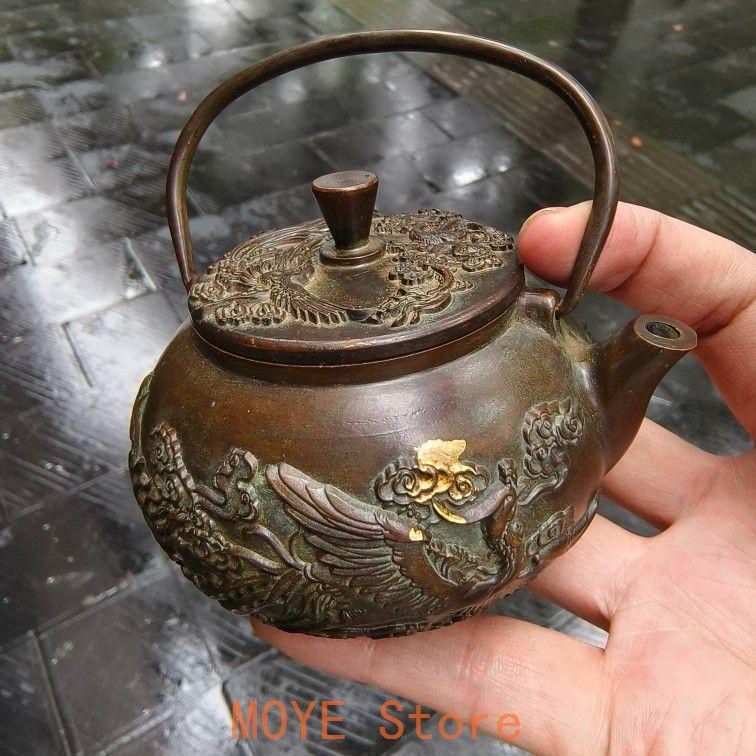 銅器 招財進宝茶壺 酒壺 提梁壺 茶道具 煎茶道具 工芸品 置物 銅器 招財進宝茶壺 酒壺 提梁壺 茶道具 煎茶道具 工芸品 置物