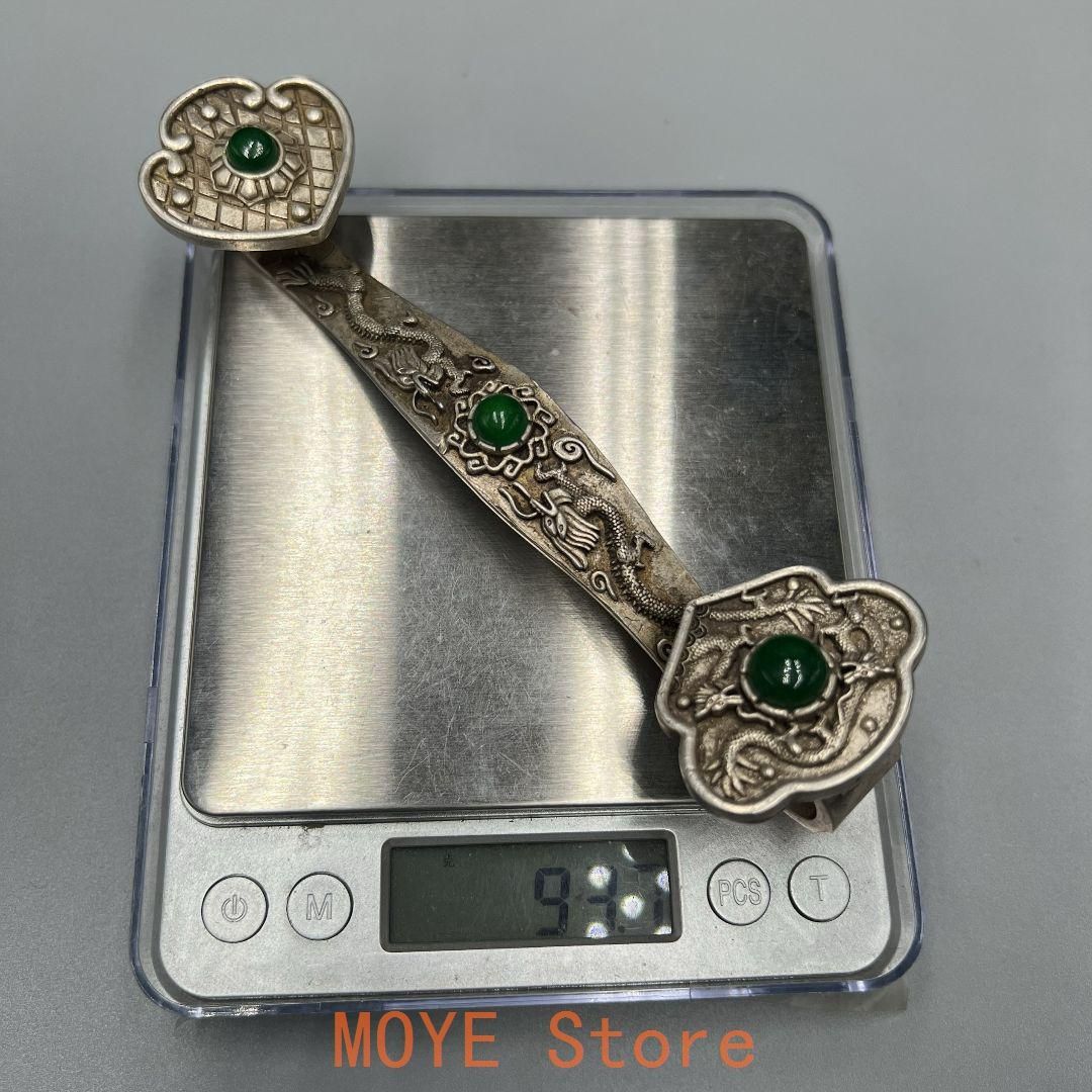 銅 細工 緑宝石双龍戯珠如意 工芸品 装飾品 美術品 置物 - メルカリ