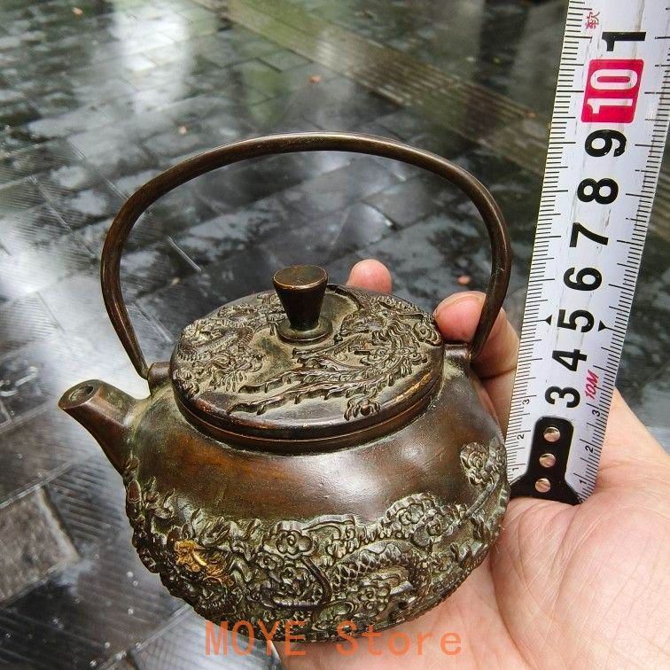 銅器 茶壺 南瓜型龍鳳銅壷 茶道具 客間 書斎家具 装飾品 工芸品 置物 銅器 茶壺 南瓜型龍鳳銅壷 茶道具 客間 書斎家具 装飾品 工芸品 置物