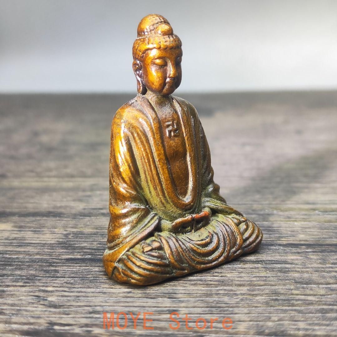 仏教美術 銅像 仏像 釈迦牟尼仏坐像 小仏像 銅製 銅器 - メルカリ