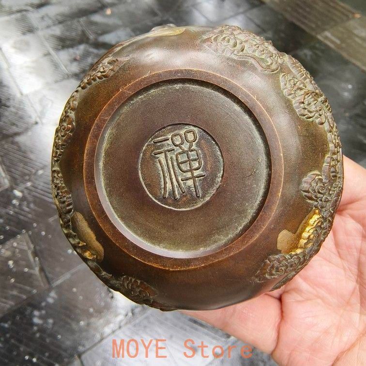 銅製 龍鳳提梁茶壺 茶道具 煎茶道具 浮き彫り 工芸品 美術品 置物